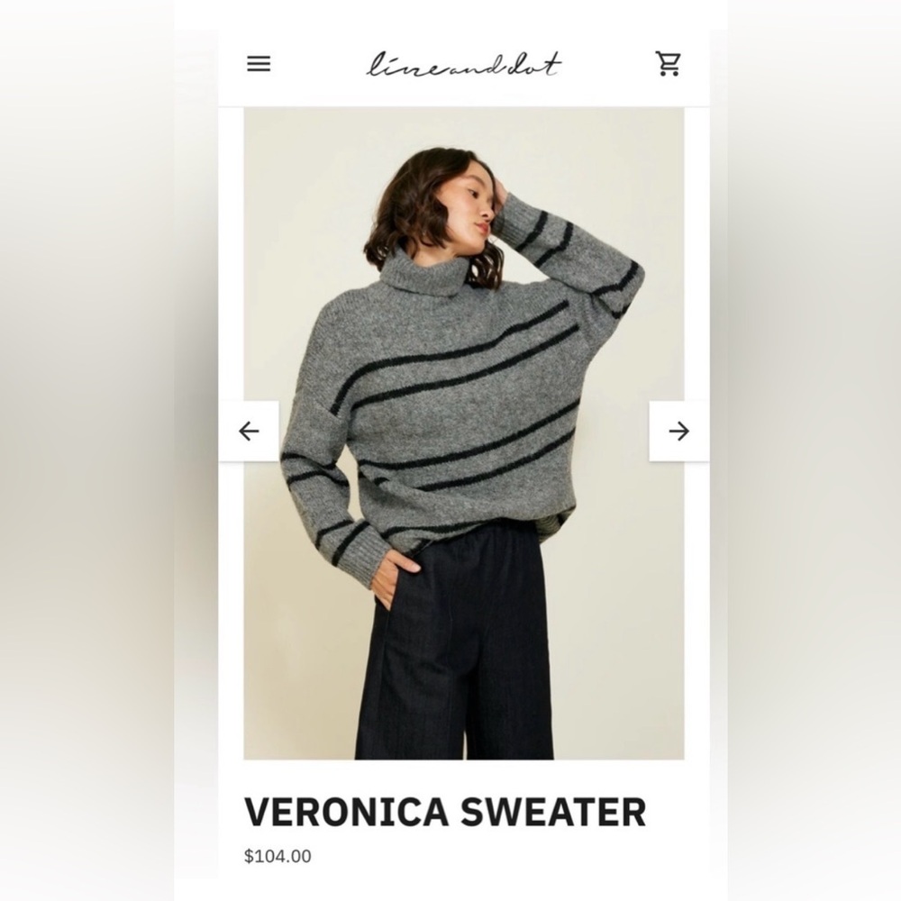 Line & Dot Gray and Black Striped Turtleneck Sweater